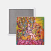 ピンクの虹彩の花の妖精ファンタジー マグネット (正面/裏面)