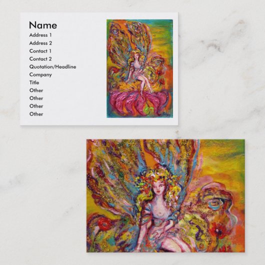 ピンクの虹彩の花の妖精ファンタジー 名刺 (正面/裏面)