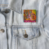 ピンクの虹彩の花の妖精ファンタジー 缶バッジ (インサイチュ)