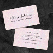 ピンクの虹彩色の書道 名刺