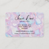 ピンクの虹色の正方形の石を独自に作成する 名刺 (裏面)