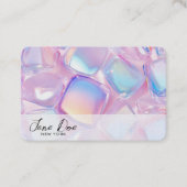 ピンクの虹色の正方形の石を独自に作成する 名刺 (正面)