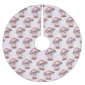 ピンクの虹色の魅力化されたキノコの装飾 ブラッシュドポリエステルツリースカート (正面)