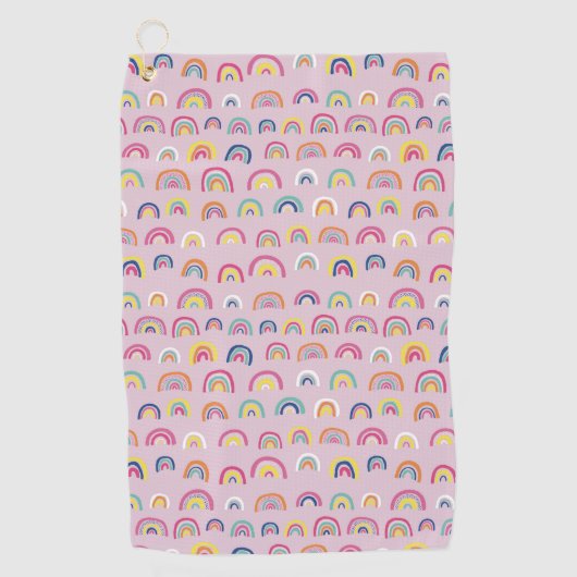 ピンクの虹 ゴルフタオル (正面)