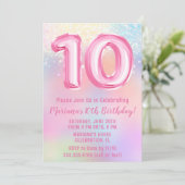 ピンクの虹 10歳の誕生日 招待状 (スタンド正面)