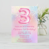ピンクの虹 3歳の誕生日 招待状 (スタンド正面)