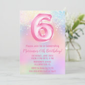 ピンクの虹 6歳の誕生日 招待状 (スタンド正面)