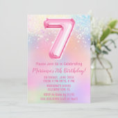 ピンクの虹 7歳の誕生日 招待状 (スタンド正面)