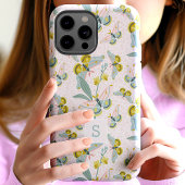 ピンクの蛾と水仙のモノグラム柄 Case-Mate iPhoneケース