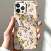 ピンクの蛾と水仙のモノグラム柄 Case-Mate iPhoneケース