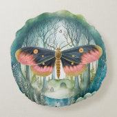 ピンクの蛾の森の夜 ラウンドクッション (裏面)