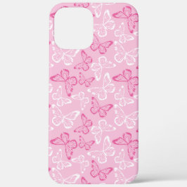 ピンクの蝶々 iPhone 12 PRO MAX ケース