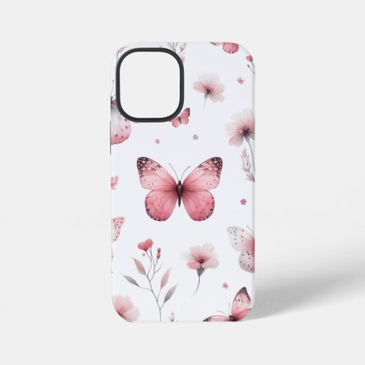 ピンクの蝶々 iPhoneケース (裏面)