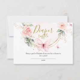 ピンクの蝶おむつラッフルカード