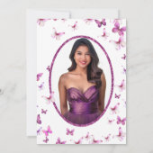 ピンクの蝶とドレス 18歳の誕生日デビュー 招待状 (裏面)