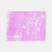 ピンクの蝶とハート パーソナライズされた フリースブランケット (正面(横))