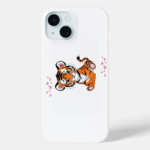 🐯ピンクの蝶とベビー虎のイラスト -