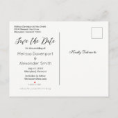 ピンクの蝶とヴィンテージバラは日付を保存 案内ポストカード (裏面)