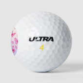 ピンクの蝶と花のパターン ゴルフボール (ロゴ)