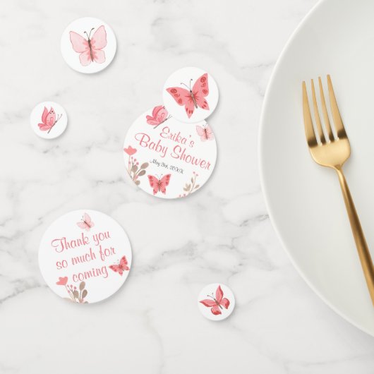 ピンクの蝶と花の赤ちゃんシャワー コンフェッティ (グループ)