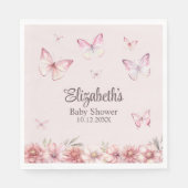 ピンクの蝶と花の赤ちゃんシャワー スタンダードランチョンナプキン (正面)