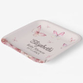 ピンクの蝶と花の赤ちゃんシャワー ペーパープレート (傾斜あり)