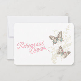 ピンクの蝶のウェディング リハーサル ディナー招待状 招待状