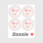 ピンクの蝶のキスとベビーは赤ちゃんのシャワーを願う シール (シート)