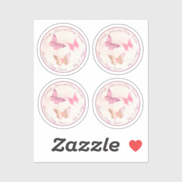 ピンクの蝶のキスとベビーは赤ちゃんのシャワーを願う シール