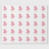 ピンクの蝶のキス赤ちゃんシャワー ラッピングペーパー (フラット)