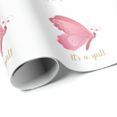 ピンクの蝶のキス赤ちゃんシャワー ラッピングペーパー (ロールコーナー)