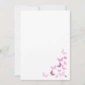 ピンクの蝶のキンセアニエラ ゴールドの文字 招待状 (裏面)