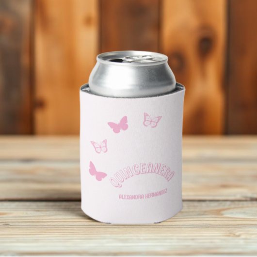 ピンクの蝶のクィンセañera 缶クーラー