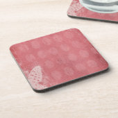 ピンクの蝶のシルエットグランジ コースター (左側)