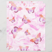 ピンクの蝶のスクラップブック紙 (正面/裏面)