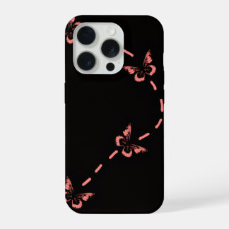 ピンクの蝶のスマホケース iPhone 15 PROケース