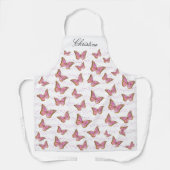 ピンクの蝶のパターン エプロン (正面)