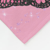 ピンクの蝶のパターン フリースブランケット (角)