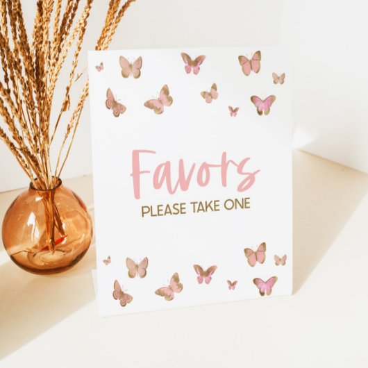 ピンクの蝶のパーティー景品 テーブルサイン