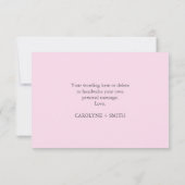 ピンクの蝶のベビーシャワー招待状 ありがとう (裏面)