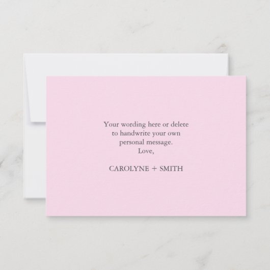 ピンクの蝶のベビーシャワー招待状 ありがとう (裏面)