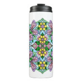 ピンクの蝶のマンダラお洒落ーの手描き タンブラー (正面)