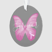 ピンクの蝶の乳がんを克服した人 オーナメント (正面)