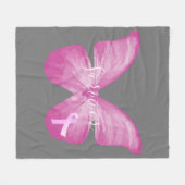 ピンクの蝶の乳がんを克服した人 フリースブランケット (正面(横))