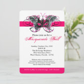 ピンクの蝶の仮装マスクの衣装ハロウィーン 招待状 (スタンド正面)