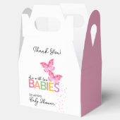 ピンクの蝶の女の子ツインズベビーシャワーありがとう フェイバーボックス (オープン)