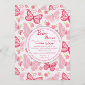 ピンクの蝶の招待状 招待状 (正面/裏面)