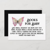 ピンクの蝶の本ベビー水彩用 招待状 (正面/裏面)