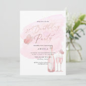 ピンクの蝶の水彩 チャンピエ 21 DIY 年 招待状 (スタンド正面)