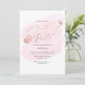 ピンクの蝶の水色シャンパン20 DIY年 招待状 (スタンド正面)